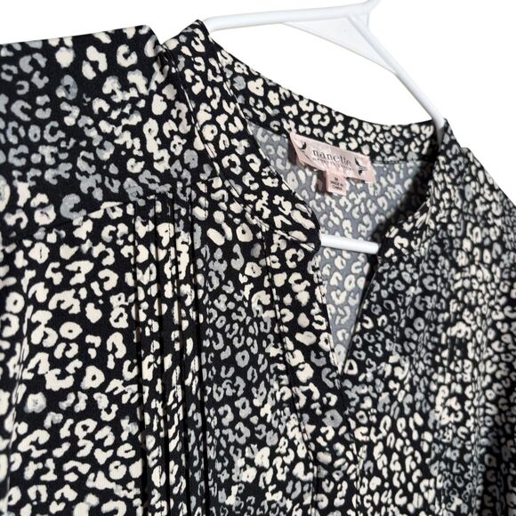 Nanette Lepore Blouse Women's Medium Cheetah Print V-Neck Long Sleeve Top - Picture 5 of 10